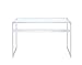 Coaster Home Furnishings – Hartford – Metal & Glass – 47-Inch Rectangular Glass Top Writing Desk with Contemporary Style and Plastic Glides – Home Office & Living Room – Chrome - 800746