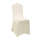 Ivory Stretch Spandex Chair Covers Wedding Universal - 100 Pcs Banquet Wedding Party Dining Decoration Scuba Elastic Chair Covers (Ivory, 100)
