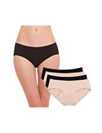 Hesta Ropa interior básico de algodón orgánico para dama, paquete de 4