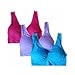 Genie Bra 3 Pack w/Removeable Pads Size Small - Blue/Pink/Purple