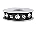 Black with White Paw Print Single Face Satin Ribbon 7/8