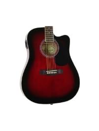 Red Full Size Thinline Acoustic Electric Guitar with Free Gig Bag Case