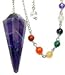 Amethyst 12-Facet Chakra Pendulum for Channeling Intuition with Satin Pouch & Instruction Pamphlet