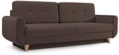 Canapé Convertible En Velours 3 Places Tissu Saphir Marron