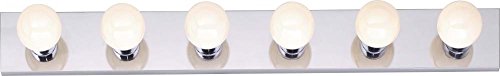 Dysmio Lighting Six Light Vanity Strip - Hollywood Style Mirror Fixture with Chrome Plates - Salon-Grade Accessories for Bedroom, Bathroom, Dressing Room, Makeup Studio - 36 x 4.25 Inches - Thumbnail 2