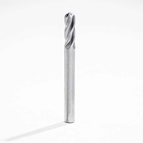 1/4" 4 Flutes Ball End Solid Carbide Endmill, Cutting Diameter: 1/4", Cutting Length: 3/4", Over All Lenght: 2-1/2"