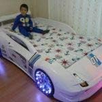 3ft Boys White M7 Race Car Bed in RED With Spoiler, Lights & Sounds