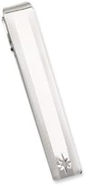 Rhodium-plated .01 Ct. Diamond Tie Bar