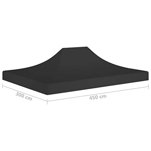 vidaXL Partyzelt Dach UV-beständig Wasserbeständig Ersatzdach Dachplane Zeltdach Ersatz Dach Plane für Gartenzelt Pavillon 4,5x3m Schwarz 270g/m² – Bild 7