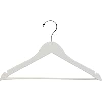 The Great American Hanger Company White Wood Suit Hanger w/Solid Wood Bar, Box of 100 Space Saving 17 Inch Flat Wooden Hangers w/Chrome Swivel Hook & Notches for Shirt Dress or Pants