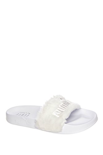 PUMA Women's The Fur Slide White/Puma Silver Sandal