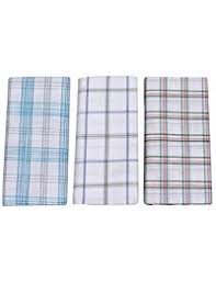 Textilekart 100% Cotton Men's White Lungi in Checks Assorted Pack of 3