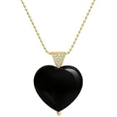 Gempires Puffy Heart Pendant Necklace For Women – 14k Gold Plated, Healing Crystal Jewelry for Women, Adjustable 18” Chain, Hypoallergenic, Multiple Gemstones