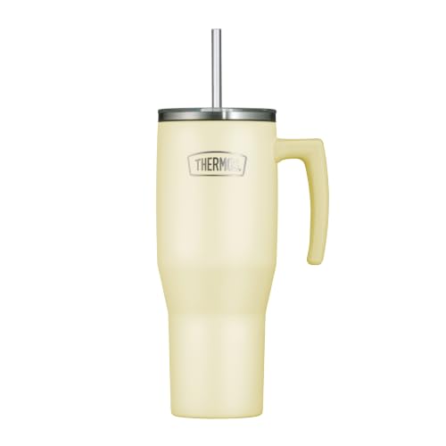 Thermos Vaso con pajita y asa, 1,10 l, color vainilla mate