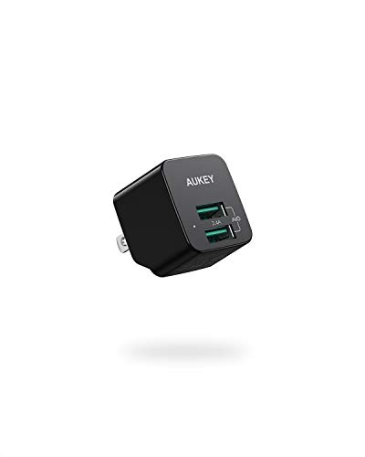 Aukey 12W Dual Port Home Travel Usb Wall Charger Adapter - Black (608225620753)