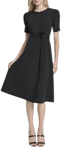dkny balloon sleeve chiffon midi dress DKNY Women's Balloon Sleeve Faux Wrap Midi Dress