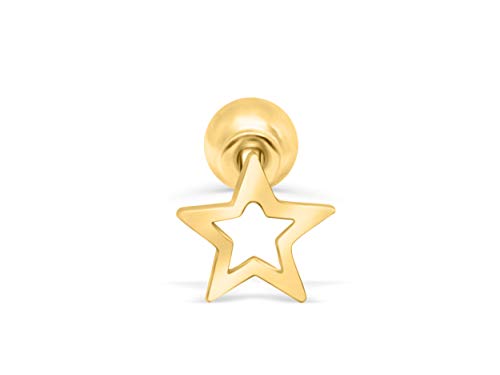 14K Solid Gold 5mm Jewelry Kawaii Texas Dallas Star Ear Studs Post Ball Earring Piercing For Women Sensitive Ears