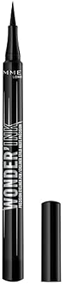 Rimmel Wonder'Ink, 001 Black Eyeliner in Penna, di Precisione, di Precisione in Penna, Opaco, Finish Opaco, Altamente Pigmentato, Tenuta che Dura Tutto il Giorno, Waterproof, Non Sbava, 1 ml