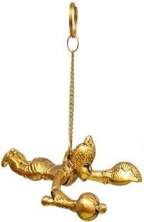 Photo 1 of Flying Hanuman ji Balaji Idol Hanging Idol for Door Wall Window Car Dashboard Decorative Showpiece (Metal, Gold Colour)