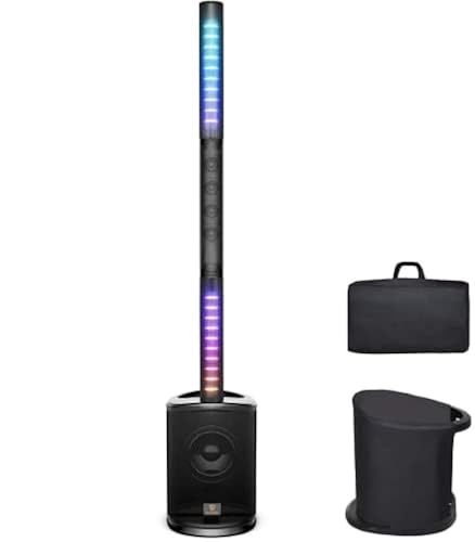 AKUSTIK Portable Line Array Column Speaker with LED Lights, Inch Active  Subwoofer Tweeters, Powered DJ/PA Speaker System with Remote Control, 