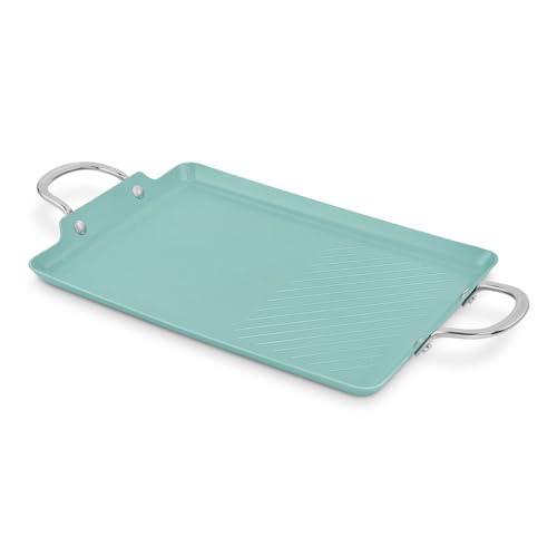 JadeCook Comal Sarten Antiadherente Parrilla Rectangular Xl de 36cm con 6 Capas de Recubrimiento Mango de Acero Inoxidable