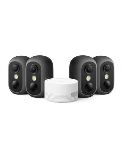 eufy eufyCam C35 (4er-Pack), Kabellose Überwachungskamera Außen & Innen, Magnetische Halterung, Farbnachtsicht, Lokaler Speicher, IP67, Gesichtserkenn