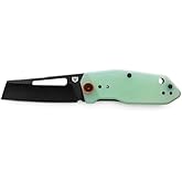 TRUE BERM Cleaver Flipper Knife - Everyday Carry, 2.5" Blade Lenth, Black Oxide Blade Finish, Jade Green and Natural G10 Handle Finish and Cover