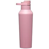 Corkcicle Sport Canteen - Keeps Drinks Cold 25 Hours - Stainless Steel Water Bottle - Triple-Insulated - Spill-Proof - Summer Drinkware Gift - Keeps Drinks Ice Cold - 20 oz - Desert Rose