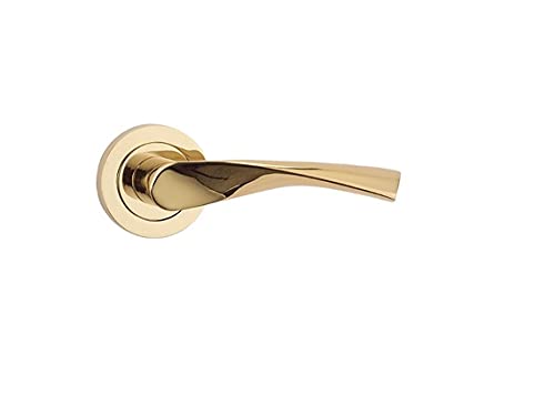 Nx Interior Handles, Set of Handles for Passage Door with Rosette D.50 mm, Aluminium Gold, 50 mm