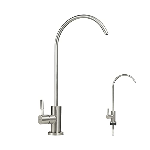 SOLVEX Grifo de Filtro Purificador de Agua Potable, Llave de Filtro de Agua para Cocina, Grifo de filtro, Grifo Giratorio de Acero Inoxidable de 360 ​​Grados, Acabado Níquel Cepillado, SP-10016