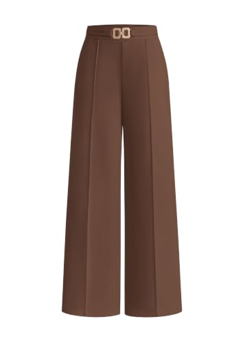 PRETTYGARDEN Womens Dress Pants High Waisted Tailored Trousers Brown,S at Amazon