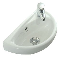Mini Compact Cloakroom Wall Hung Basin - Small Sink- 395x233mm with Mixer tap and Waste (Basin& Mixer TAP with Waste)