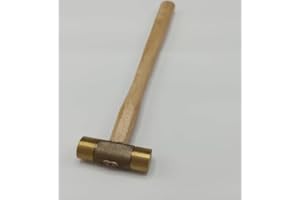 NK ESHOP 5.28 oz Mini Brass Wooden Handle Hammer (9″ × 2″) Hand Tools, Multifunction Solid Brass and Non-Sparking Jewelry Making Hand Hammer