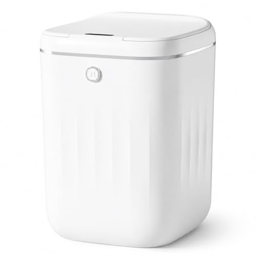 Lixeira Inteligente 20L Premium com Sensor Infravermelho de Movimento, Abertura Automática Sem Toque, Botão Touch e Sensor de Vibração, Tampa Silenciosa para Banheiro, Cozinha e Escritório