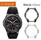 Uborui TPU Scractch-Resist Cover Protective Bumper Shell Protective Band for Samsung Gear S3 Frontier SM-R760 Case/Samsung Galaxy SM-R800 Watch Case 46mm,Black+Clear