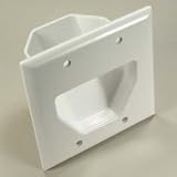 InstallerParts 2-Gang Recessed Low Voltage Cable Plate - White - Mounting Screw Included