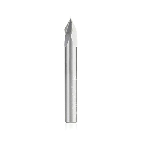 Amana Tool - 45624 Solid Carbide V-Groove 60 Deg x 1/4 Dia x 31/64 x 1/4" Shank