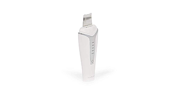 Ultrasonic skin scrubber It is a multi-functional beauty device that features a stainless steel probe that provides ultrasonic oscillation technology for gentle skin exfoliation. It also features +/- ionic reaction and EMS technologies. (748323709483)