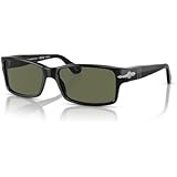 Persol PO3231S Square Sunglasses - Black Frame, Green Polarized Lenses, 54 Mm