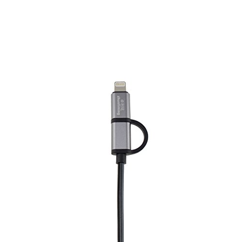 4.6ft USB Car Charger, Lightning and Micro 2 in 1 Spring Coiled USB Data Sync Charging Cable for iPhone and Android, Iphone7/6/5, Ipad, ipod, Samsung, Hawei, Sony, Nokia and More(Black)