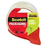 Scotch Sure Start Shipping Packaging Tape with Refillable Dispenser, 1.88 in x 38.2 yd (3450S-RD) (1 Roll)