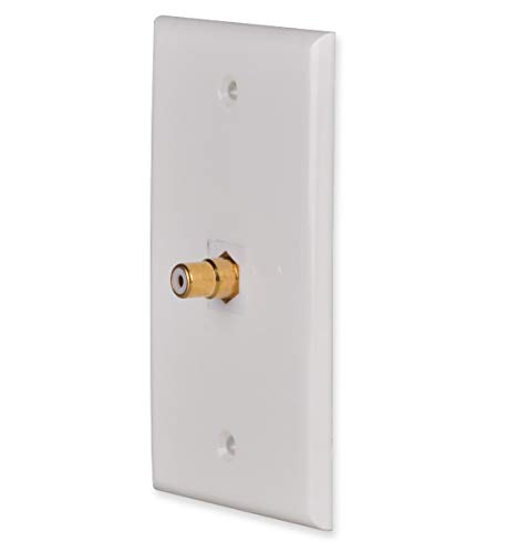 DCFun RCA Wall Plate, Composite RCA Wallplates with Female to Female RCA Keystone Jack Insert - 1 Port