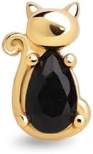 - Orecchino Singolo Cat Black. Argento Sterling 925 con Finitura in Oro 18Kt. Combinabile con Zircone Nero. Gioielli per Donna