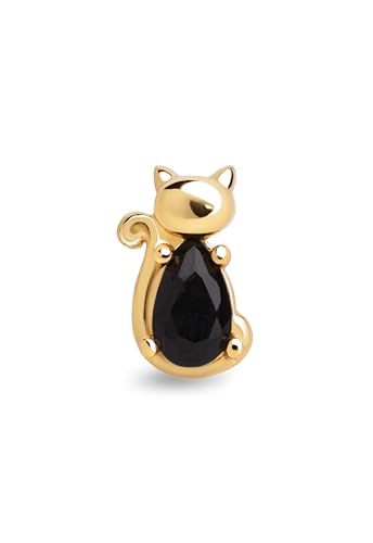 - Einzelner Ohrring Cat Black. Sterlingsilber mit 18 kt Gold Beschichtung und Zirkonia. Schmuck für Damen