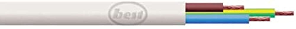 Merriway BH05694 3-Core Round Flex Cable, 2183Y 0.75mm White, 10 Metres (33 feet)