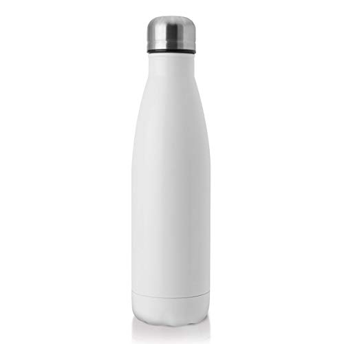 Water Bottle Stainless Steel Vacuum Insulated Double Walled Cola Shape Thermoses (White)
