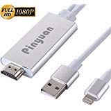 PINYUAN HDMI Adapter Cable, 6.6ft High Speed HDMI Digital AV Adapter 1080P HDTV Cord Compatible with iPhone X/8/7/6/plus iPad iPod iPhone to HDMI Cable,Plug and Play