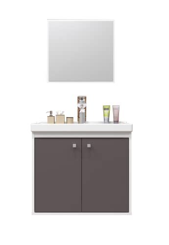RIVERZZA Gabinete com Cuba Suspenso 100% MDF Branco Gianduia Lilies Móveis