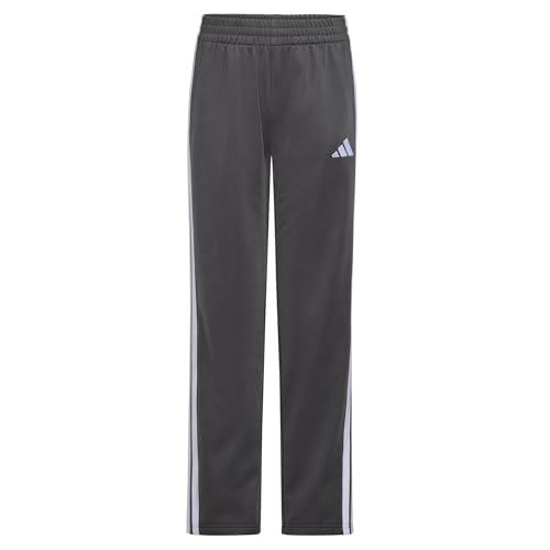 adidas Big Kid Straight-Leg 3-Stripe Track Pant, 8, Regular, Dark Grey