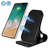OfficeLead  Cellphone Fast Wireless Charger Stand for Samsung Galaxy Note 8 S8 S8 Plus S7 Edge S7 S6 Edge Plus Note 5, Standard Charge for Apple iPhone X 8 8 Plus (Black)